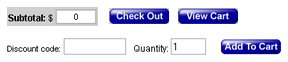 Shopping cart buttons and boxes can be inserted into HTML web pages.