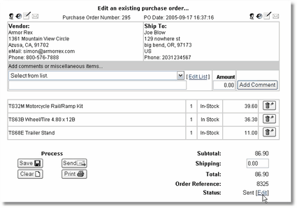 Edit Purchase Order