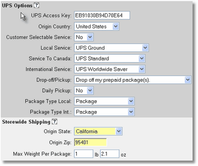 UPS Shipping Settings and Options