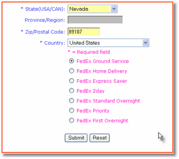 Customers may select shipping service options.